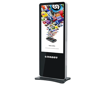 Snappy 65-inch advertisement player with floor mount for high-impact digital signage displays