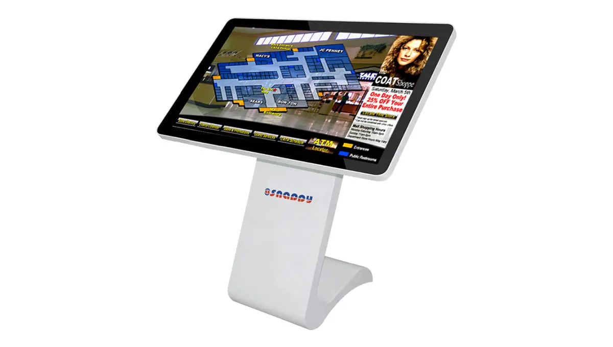 High-resolution 47-inch Snappy floor mount touch kiosk digital signage