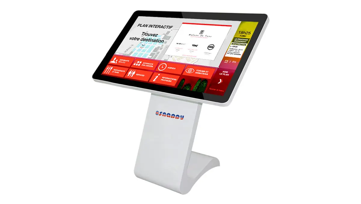 High-resolution 55-inch Snappy floor mount touch kiosk digital signage