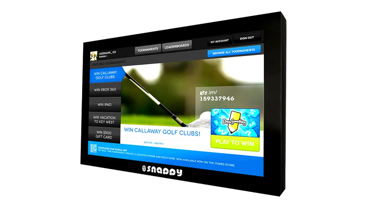 Snappy 47-inch wall mount kiosk front view