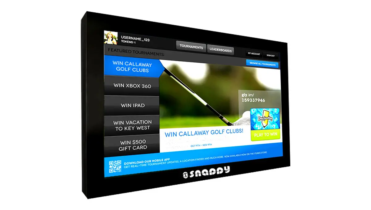 Snappy 47-inch wall mount kiosk side view