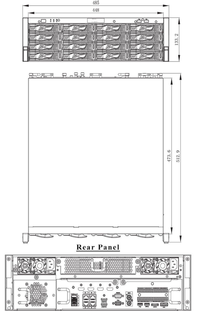 NVR-24256DRRP-ES A series dimension