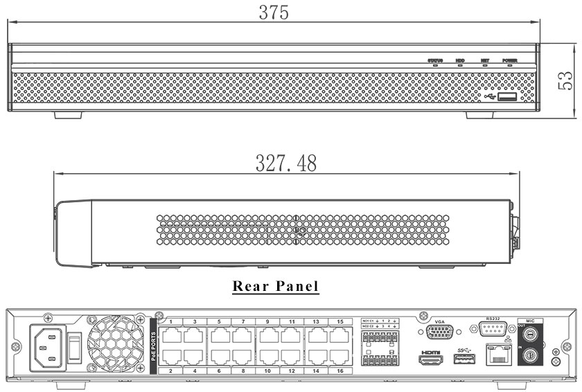 16/32 Channel 1U 16PoE Pro Network Video Recorder - NVR2164K16P-PS