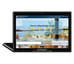 snappy front side view of Wi-Fi-enabled feedback management system camera with 10.1-inch touchscreen display for easy customer interaction