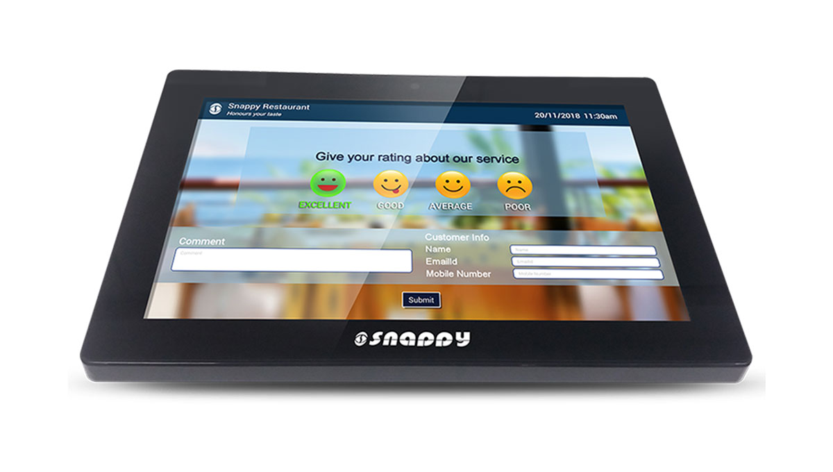 snappy top-angle view of feedback management system camera with 10.1-inch Wi-Fi