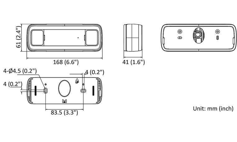 Dimensions of Snappy Dual-Lens People Counting Network Camera IB-9GI5396S1-G-UWB