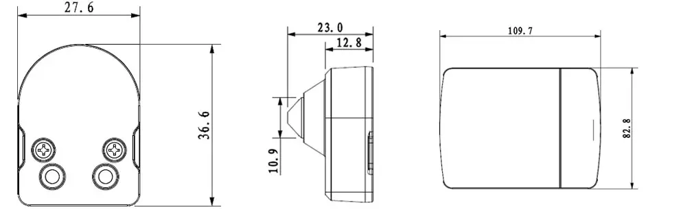 Dimension chart of Snappy IP-PH13FC 1.3 megapixel camera