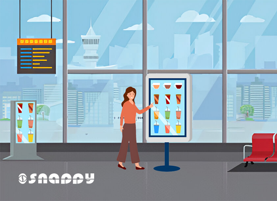 Person interacting with Snappy digital signage touch screen display