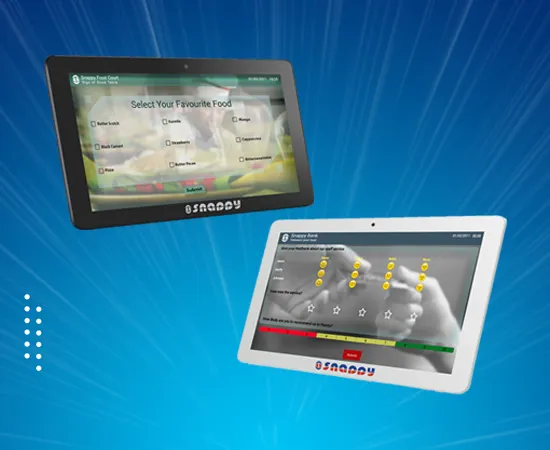 Snappy touchscreen Feedback Management System devices in various colors