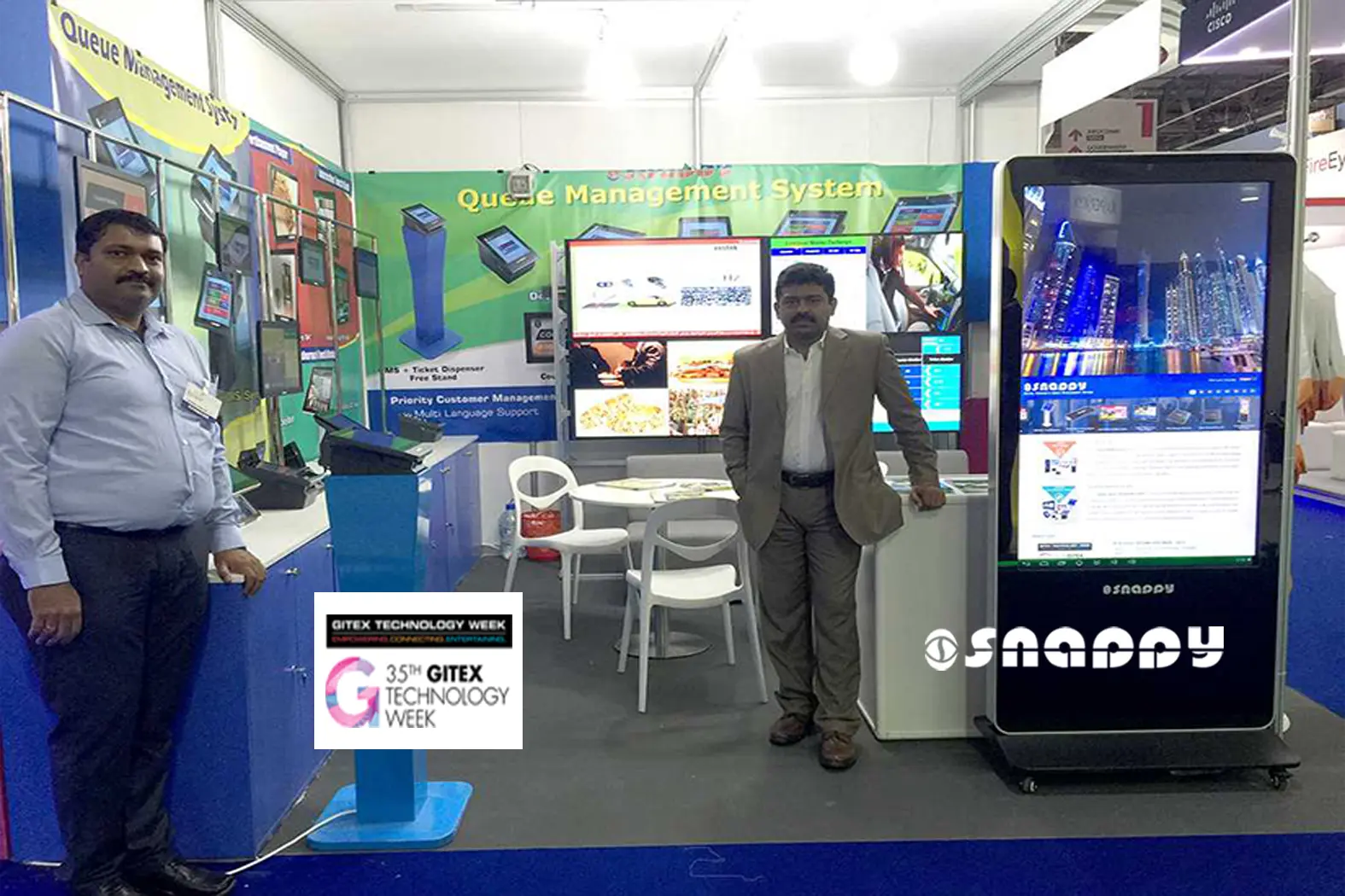 Snappy QMS presents smart queue management solutions for seamless customer flow at GITEX 2015 in Dubai.